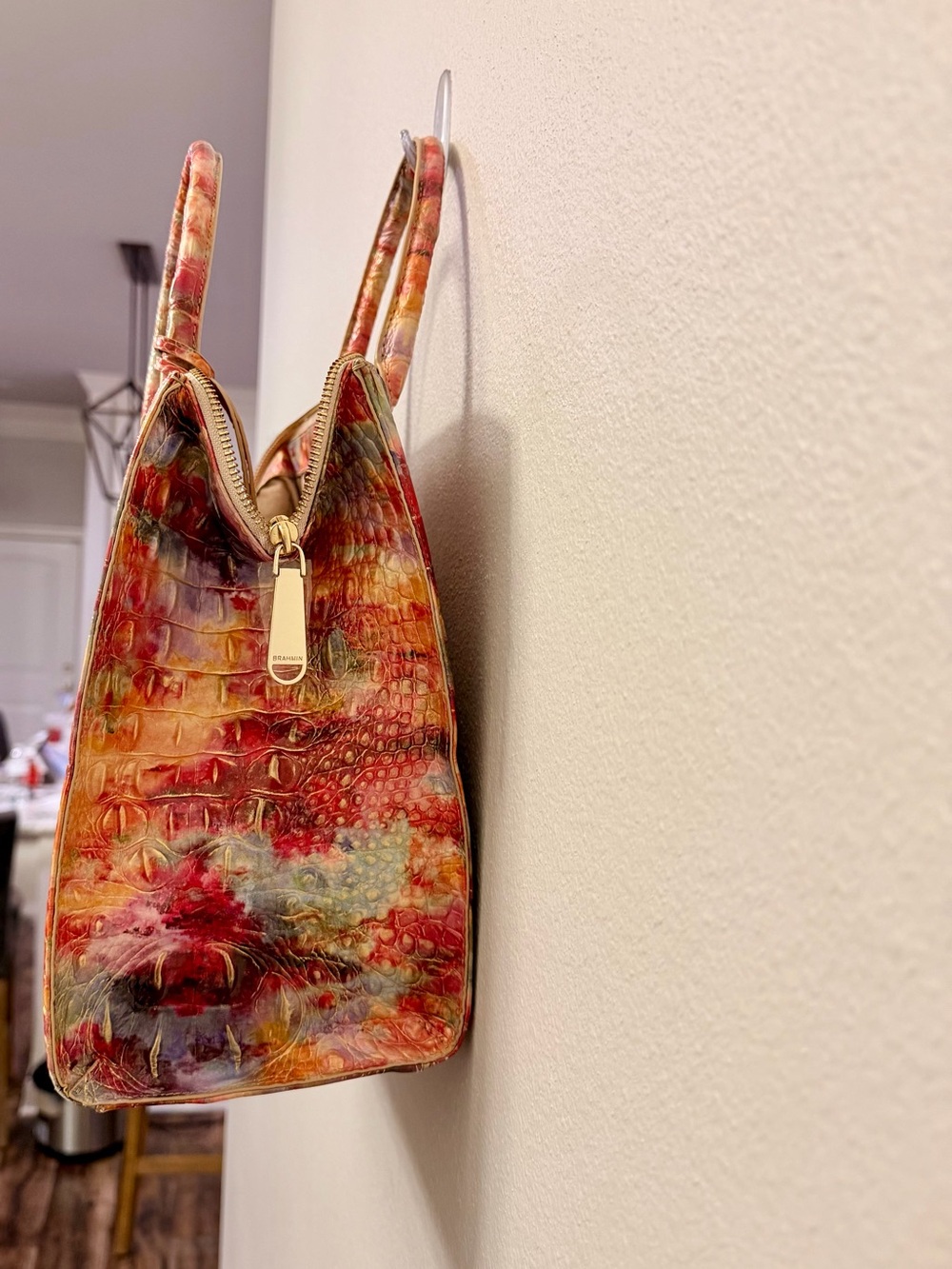 Brahmin Multicolor Croc-Embossed Satchel — Red, Yellow, Blue Accents - Picture 2 of 2